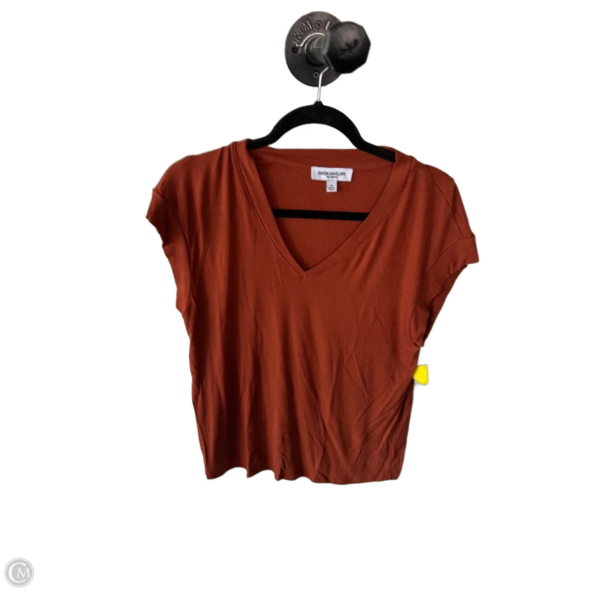 Top Short Sleeve Basic By Green Envelope In Brown & Orange, Size: M