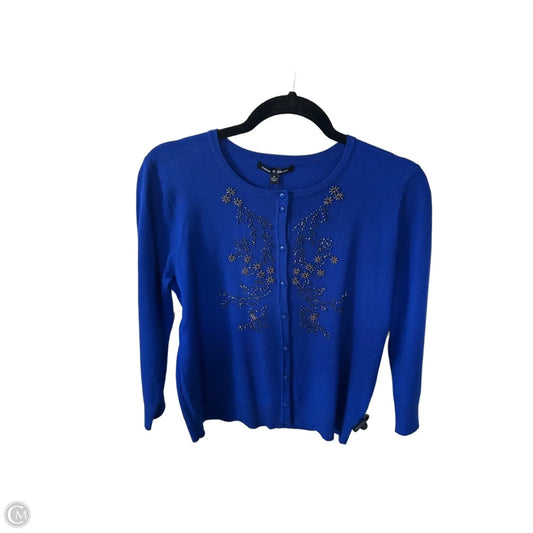 Sweater Cardigan By Cable And Gauge In Black & blue, Size: M