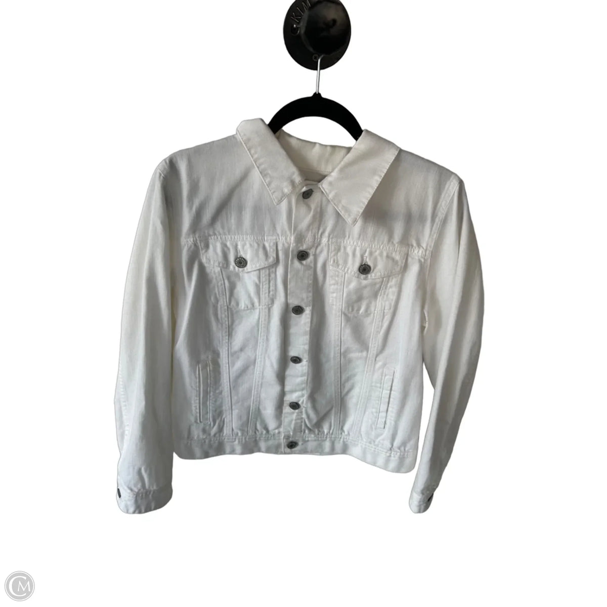 Jacket Denim By Talbots In White Denim, Size: Lp