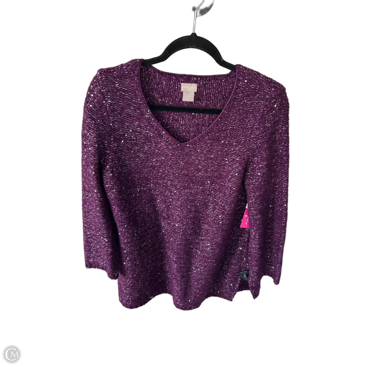 Sweater By Chicos In Purple & Silver, Size: S