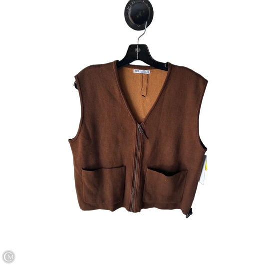 Vest Puffer & Quilted By Zara In Brown, Size: M