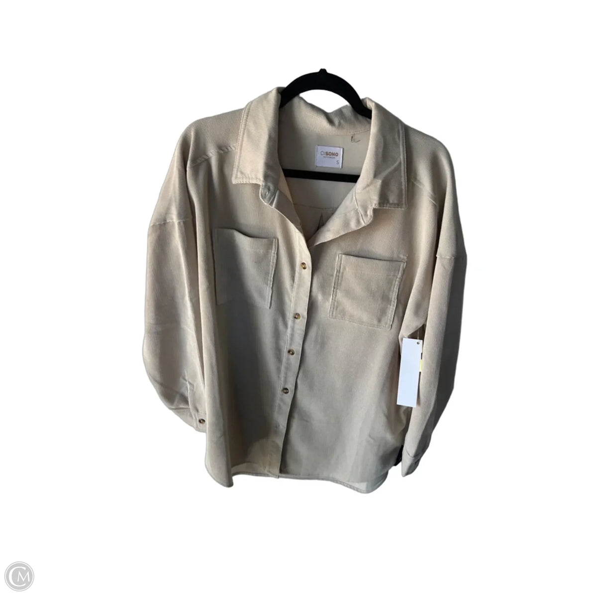 Jacket Shirt By Ci Sono In Tan, Size: S