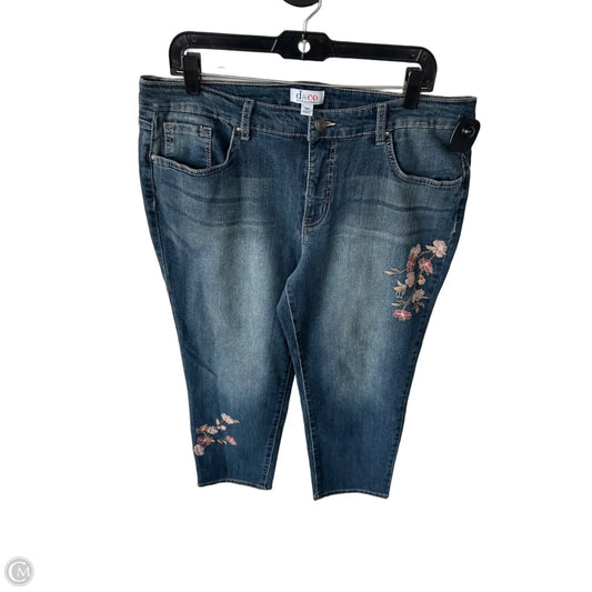 Jeans Cropped By D&co. In Blue Denim, Size: 16