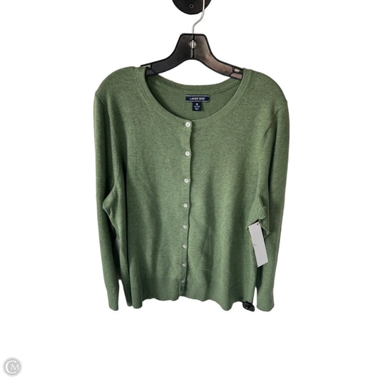 Sweater Cardigan By Lands End In Green, Size: 1x