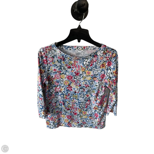 Top 3/4 Sleeve By Croft And Barrow In Blue & White, Size: S