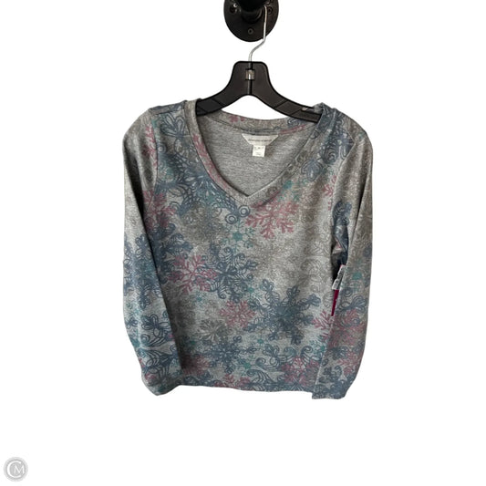Top Long Sleeve By Christopher And Banks In Grey & Pink, Size: M