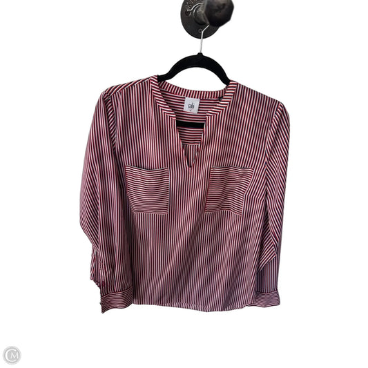Blouse Long Sleeve By Cabi In Blue & Red & White, Size: M