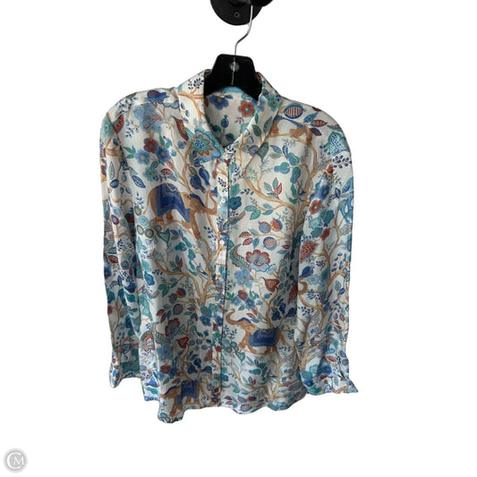 Blouse Long Sleeve By J Mclaughlin In Blue & Tan, Size: Xl