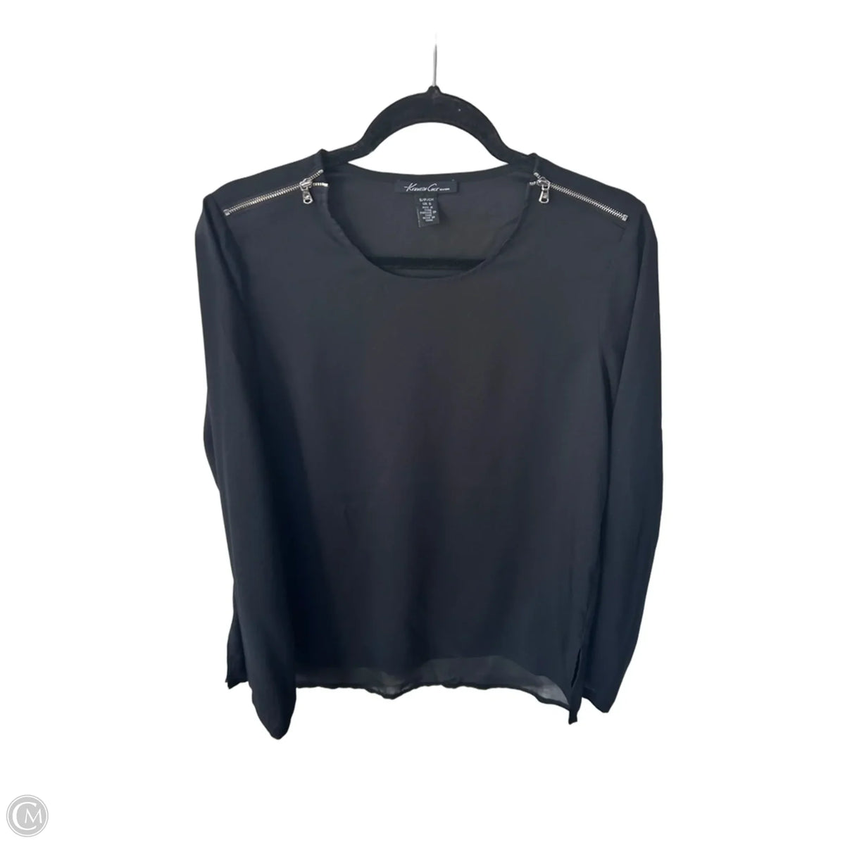 Tunic Long Sleeve By Kenneth Cole In Black & Silver, Size: S