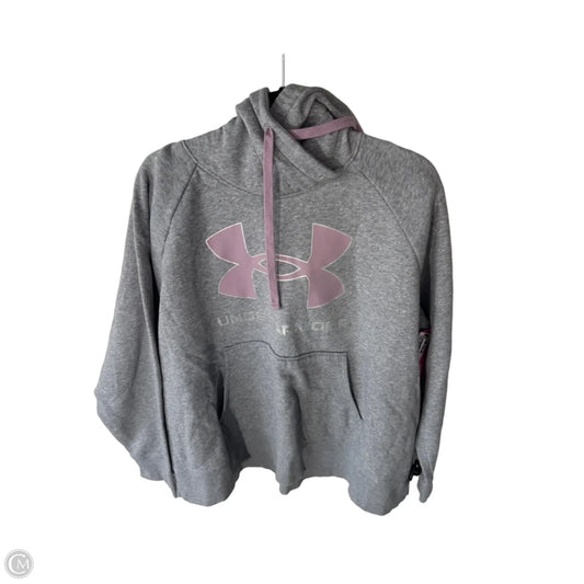 Sweatshirt Hoodie By Under Armour In Grey & Purple, Size: 2x