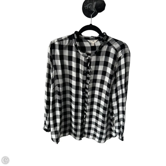 Blouse Long Sleeve By Terra & Sky In Black & White, Size: 1x