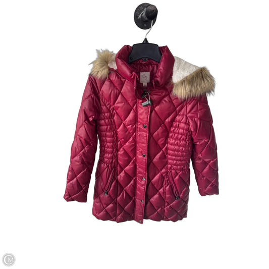 Coat Puffer & Quilted By Dressbarn In Red & Tan, Size: S