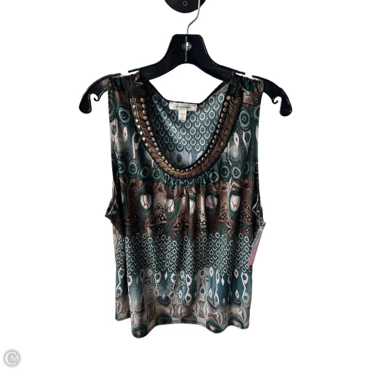 Blouse Sleeveless By Dressbarn In Brown & Green, Size: 1x