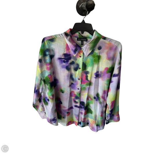 Blouse Long Sleeve By Eloquii In Purple & Yellow, Size: 2x