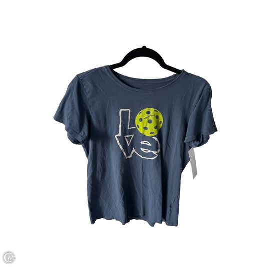Athletic Top Short Sleeve By Life Is Good In Blue & Yellow, Size: M