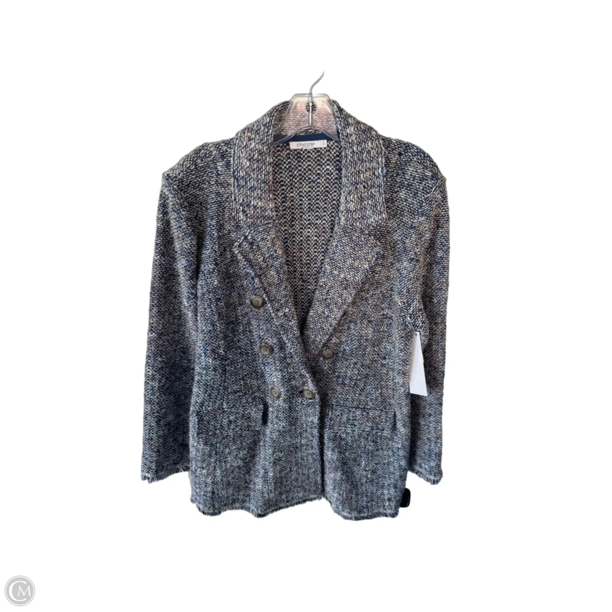 Blazer By Chicos In Blue & Tan, Size: L