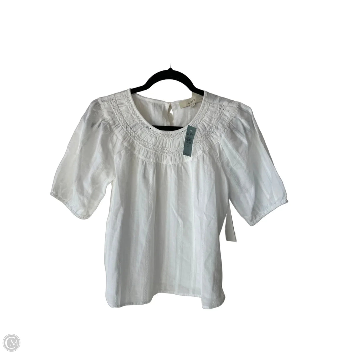 Blouse Short Sleeve By Loft In White, Size: Xxsp