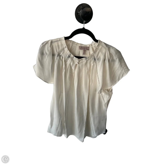 Blouse Short Sleeve By Rebecca Taylor In Ivory, Size: Xl