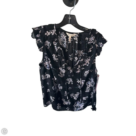 Blouse Sleeveless By Rebecca Taylor In Black & Purple, Size: L