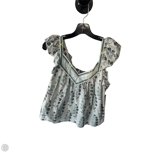 Blouse Sleeveless By Rebecca Taylor In Green & White, Size: L