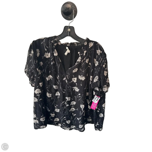 Blouse Short Sleeve By Monday Fun In Black & Grey, Size: 2x