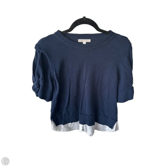 Sweater Short Sleeve By Design History In Blue & White, Size: Xl