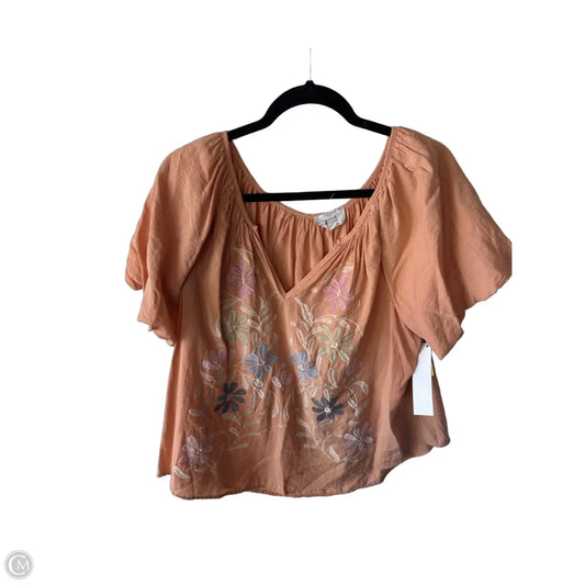 Blouse Short Sleeve By Blu Pepper In Orange & Pink, Size: Xxl