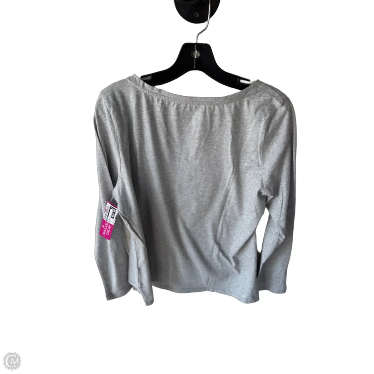 Top Long Sleeve By Talbots In Grey & White, Size: L