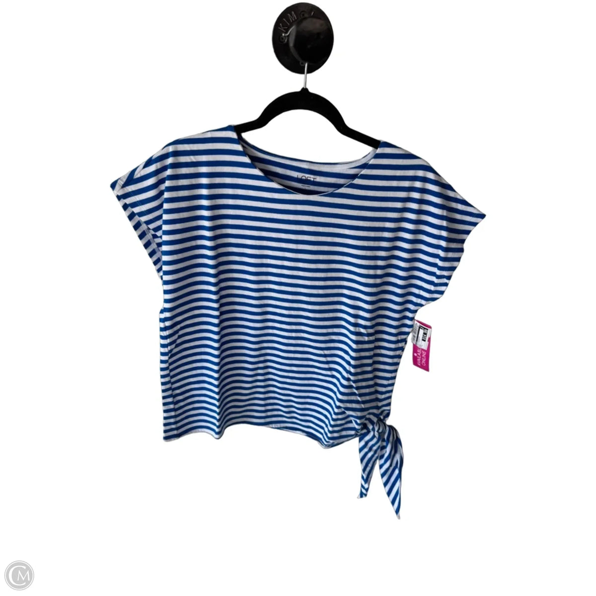 Top Sleeveless By Loft In Blue & White, Size: L