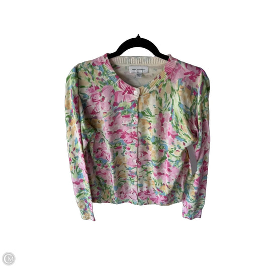 Sweater Cardigan By Free Assembly In Pink & Yellow, Size: L