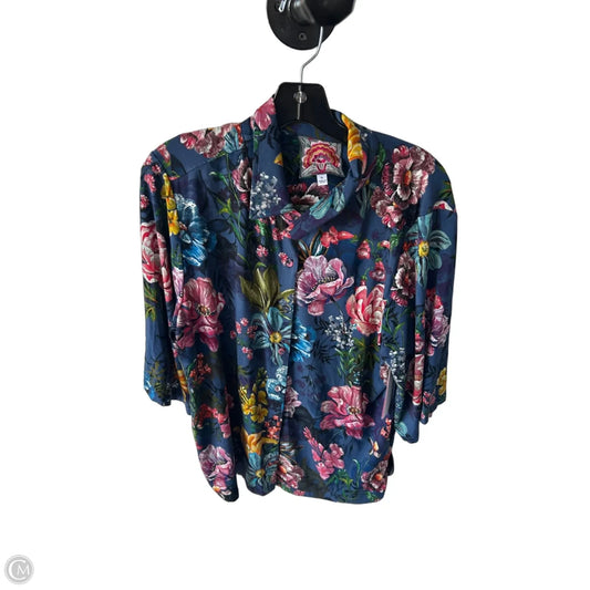 Blouse Designer By Johnny Was In Blue & Pink, Size: Xl