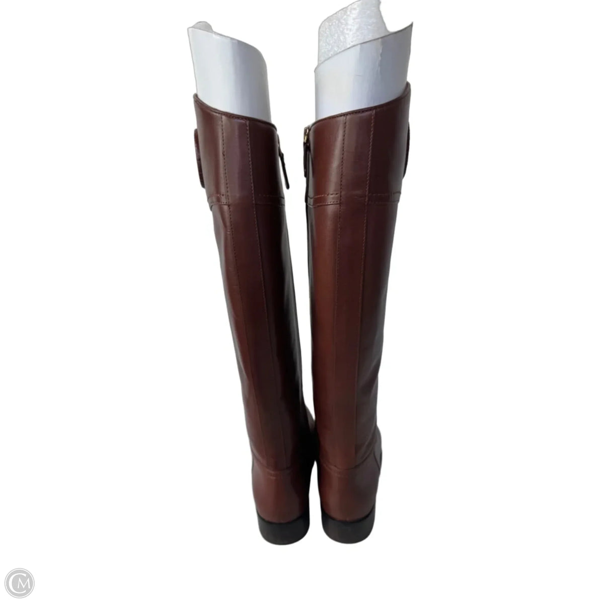Boots Designer By Tory Burch In Brown & Gold, Size: 7