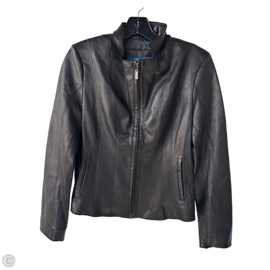 Jacket Moto Leather By Cole-haan In Black, Size: 4p