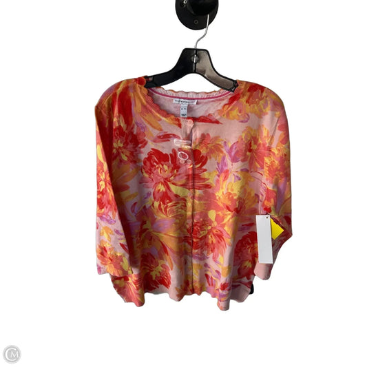 Sweater Cardigan By Isaac Mizrahi Live Qvc In Orange & Pink, Size: Xl