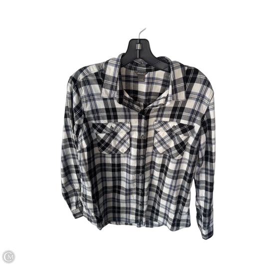 Top Long Sleeve By Eddie Bauer In Black & White, Size: L