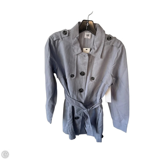 Coat Trench Coat By Cabi In Blue & Grey, Size: S
