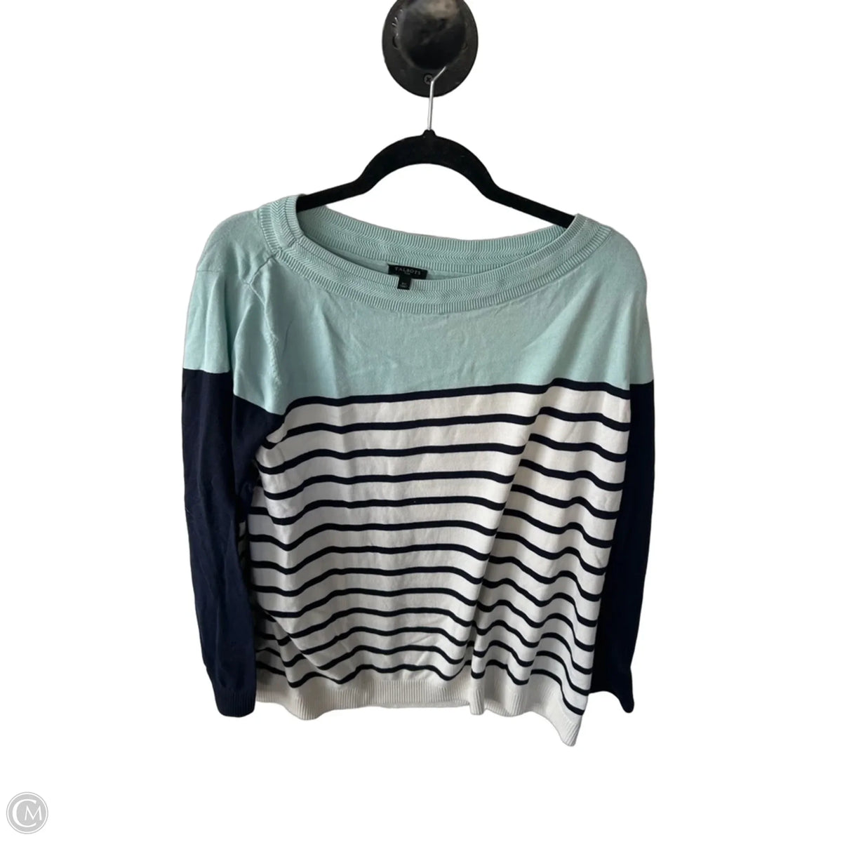 Sweater By Talbots In Blue & White, Size: 3x