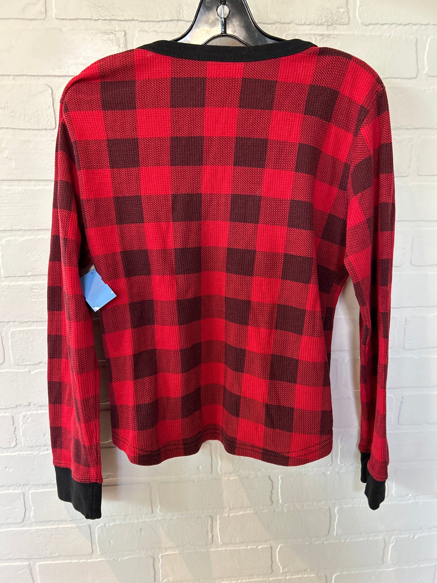 Red Black Top Long Sleeve Basic Clothes Mentor, Size L