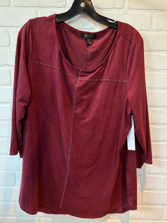 Burgundy Top Long Sleeve Style And Company, Size Xl