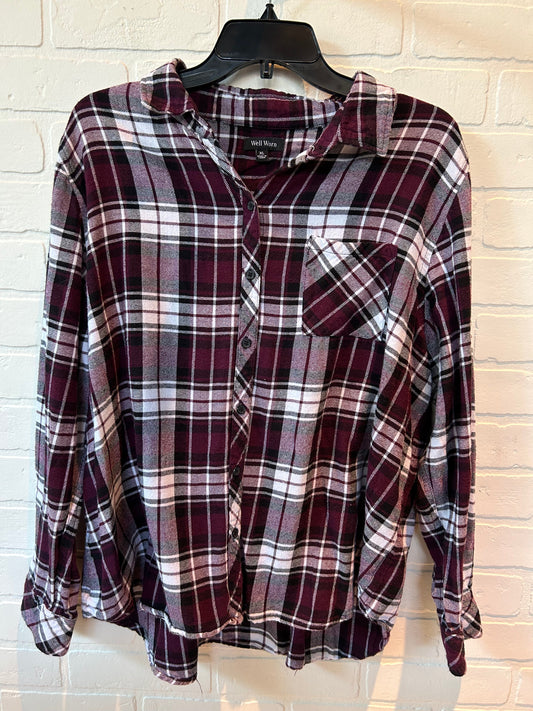 Plaid Top Long Sleeve Well Worn, Size Xl