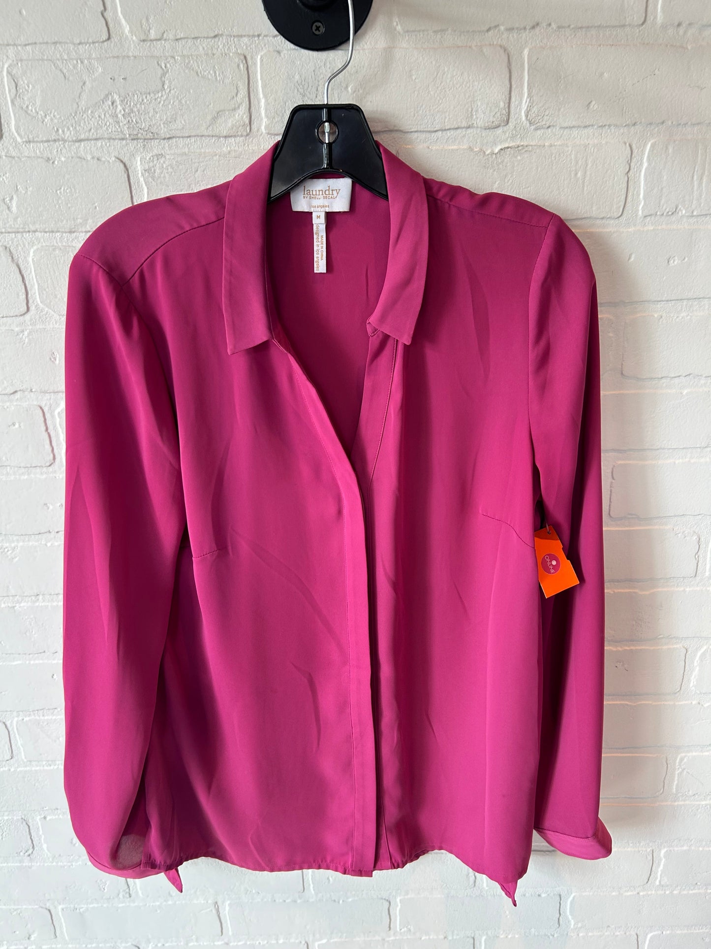 Blouse Long Sleeve By Laundry In Hot Pink, Size: M