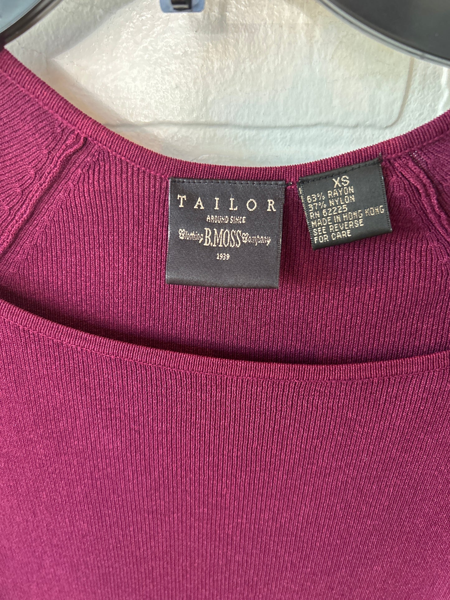 Top 3/4 Sleeve By Tailor By B Moss In Plum, Size: Xs