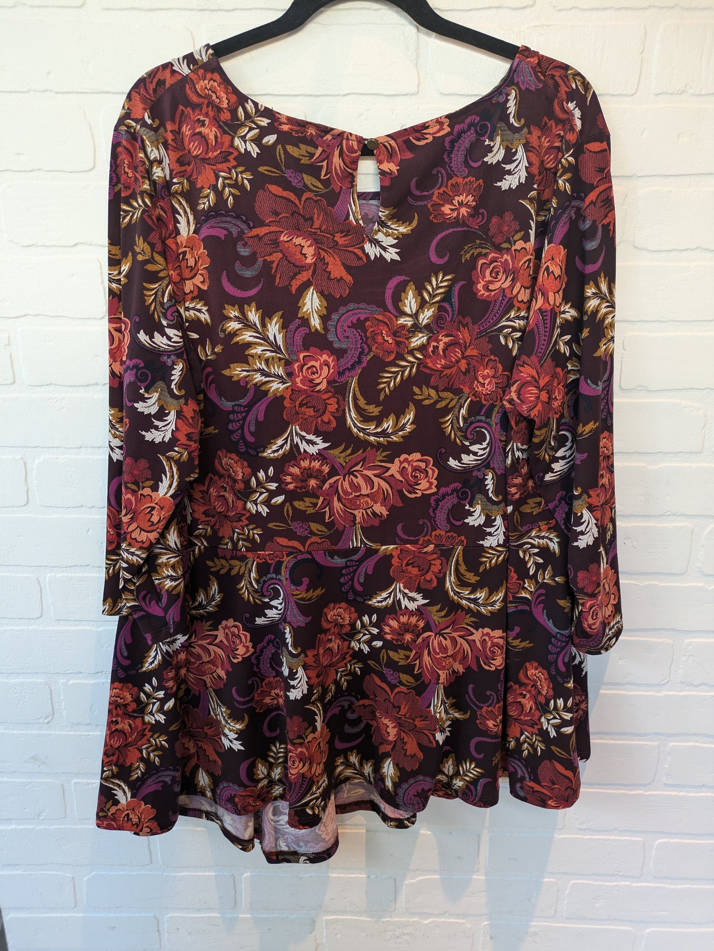 Floral Tunic Long Sleeve Roz And Ali, Size 2x