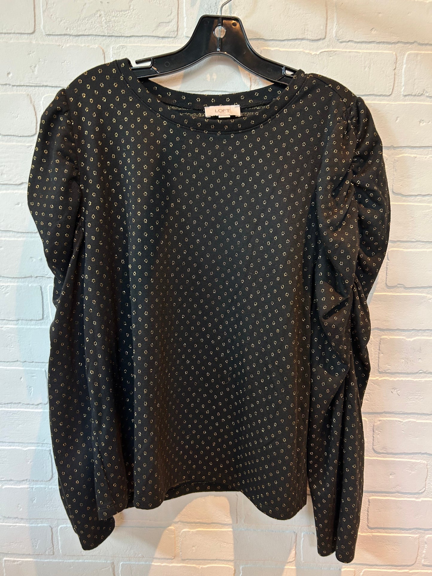 Black Gold Top Long Sleeve Loft, Size Xl