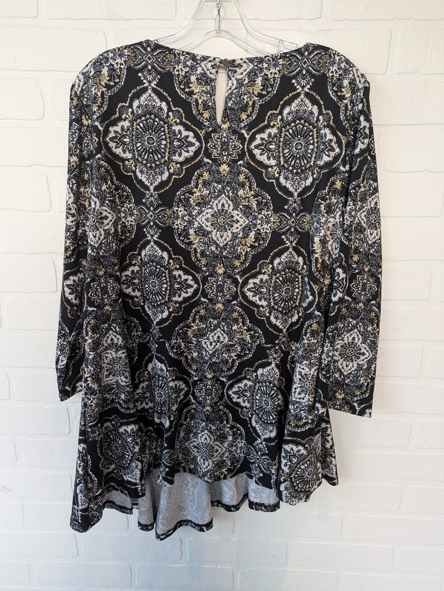 Black Gold Tunic Long Sleeve Roz And Ali, Size Xl