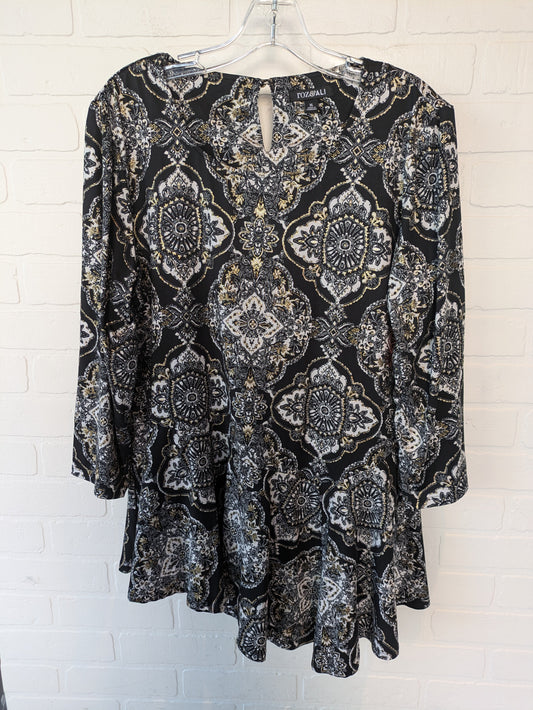 Black Gold Tunic Long Sleeve Roz And Ali, Size Xl