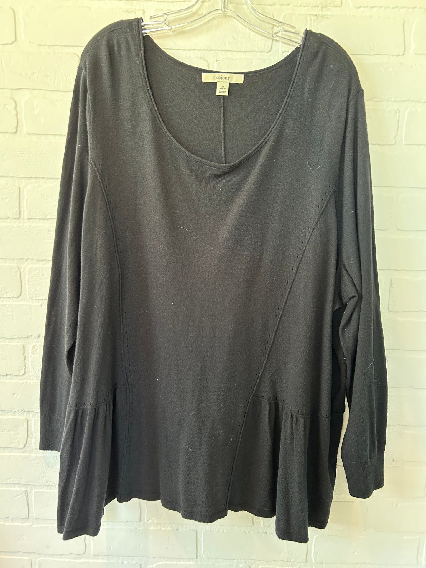 Black Top Long Sleeve Sejour, Size 3x