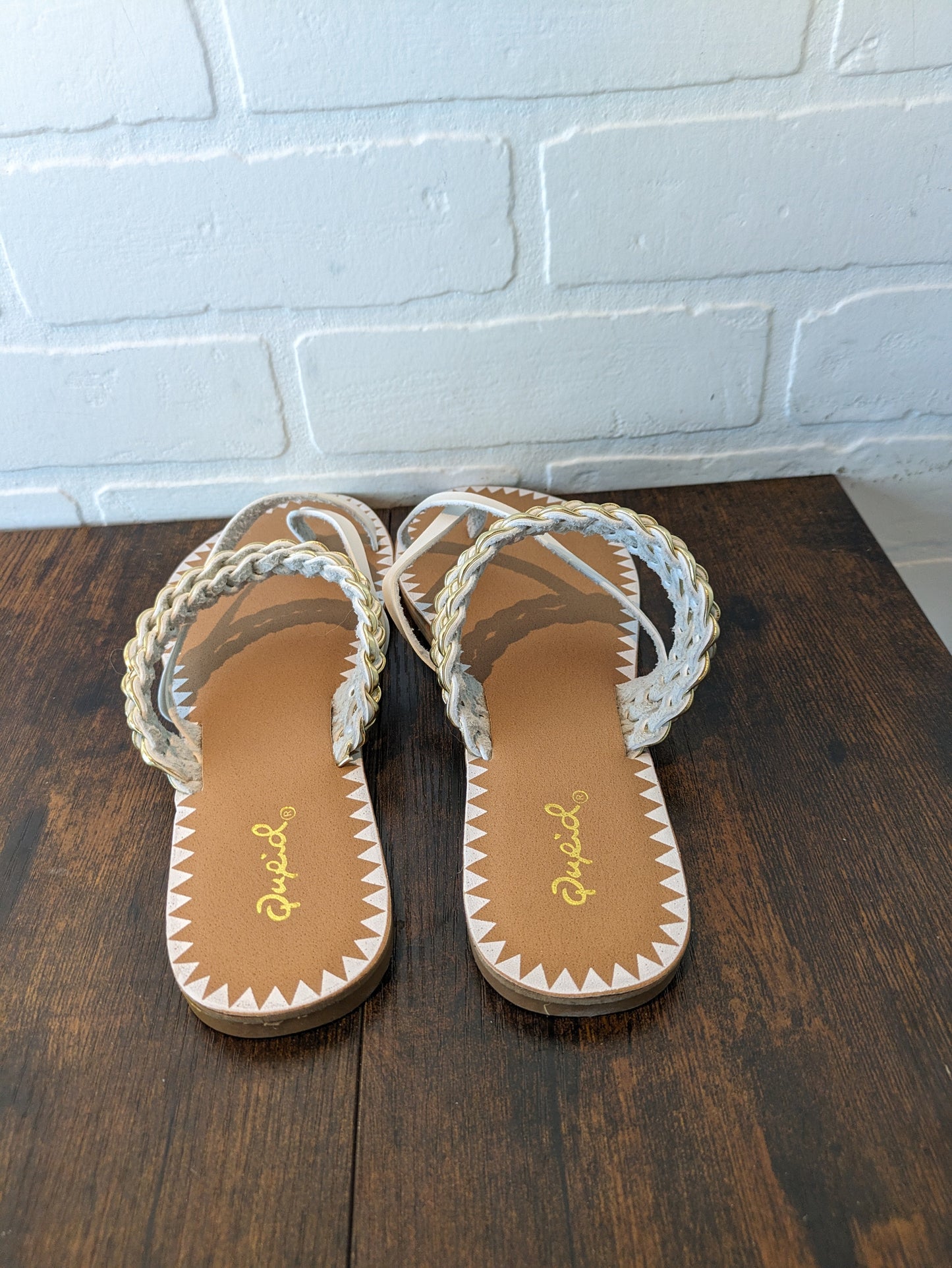 White Sandals Flip Flops Qupid, Size 7