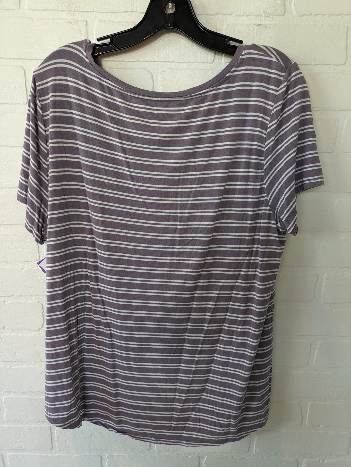 Purple & White Top Short Sleeve Basic Dip, Size L