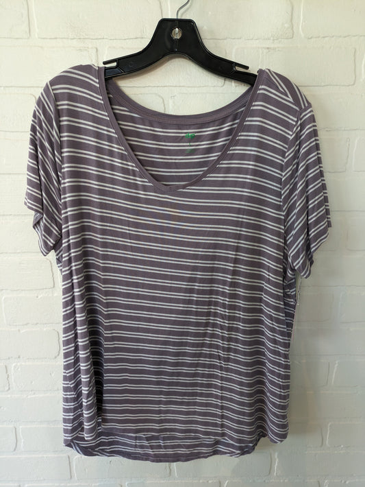 Purple & White Top Short Sleeve Basic Dip, Size L